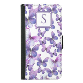 Paarse vlinders Modern Elegant Custom Monogram