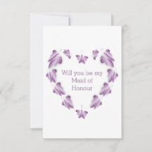 Paarse Vlinders Ontwerp Maid of Honor Verzoek