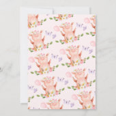 Paarse Vlinders Onze Kleine Varken 1e Verjaardag Kaart (Achterkant)