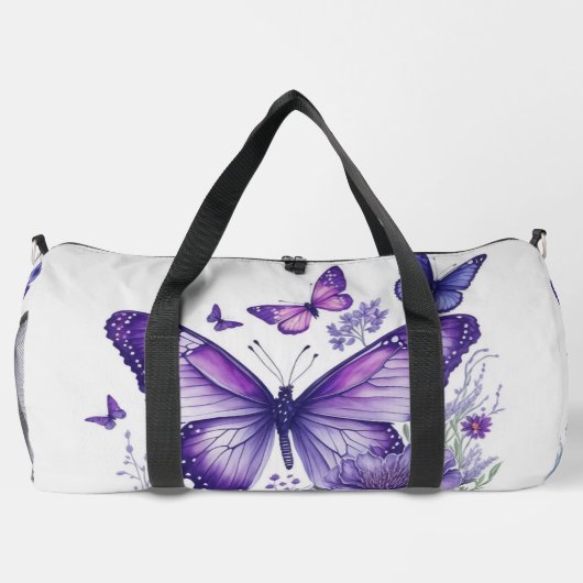 Paarse Vlinders op Bloem Plunjezak (Achterkant)