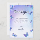 Paarse vlinders oren jarig bedankkaart (Voorkant)