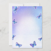 Paarse vlinders oren jarig bedankkaart (Achterkant)