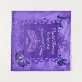 Paarse vlinders, prinses Tiara, geëerde koningin Wandkleed (Voorkant (horizontaal))