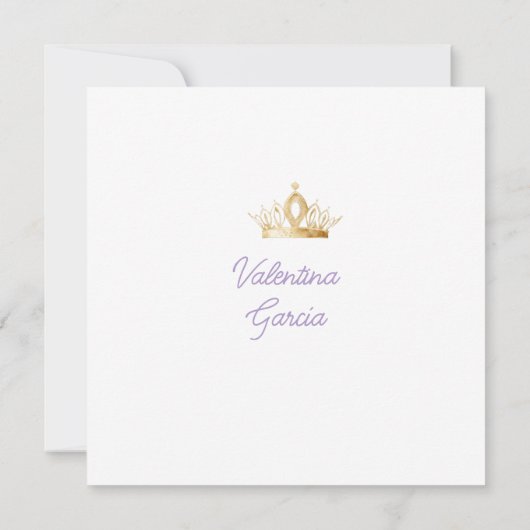 Paarse Vlinders Quinceañera 15 Anos Gouden Kroon Kaart (Achterkant)