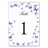 Paarse Vlinders Quinceanera Tafelnummer (Achterkant)