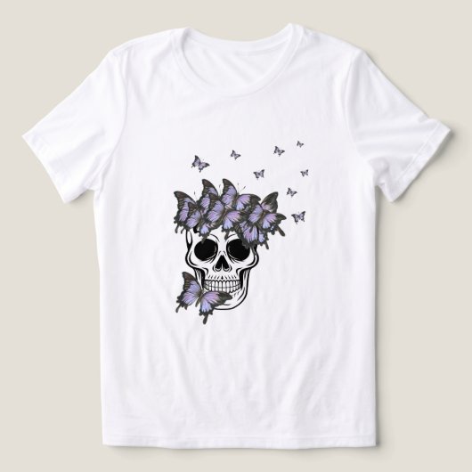 Paarse vlinders schedel Tri-Blend Shirt (Design voorkant)