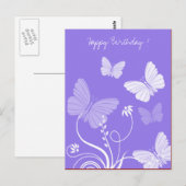 Paarse vlinders Verjaardag briefkaart (Voorkant / Achterkant)