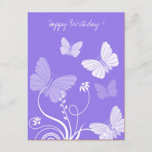 Paarse vlinders Verjaardag briefkaart