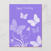 Paarse vlinders Verjaardag briefkaart (Voorkant)