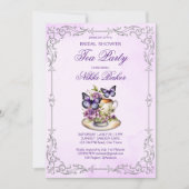 Paarse vlinders Victoriaans bruids thee party Kaart (Voorkant)