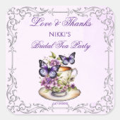 Paarse vlinders Victoriaans bruids thee party Vierkante Sticker (Voorkant)