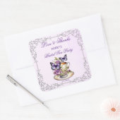 Paarse vlinders Victoriaans bruids thee party Vierkante Sticker (Envelop)