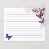 Paarse vlinders vrijgezellenfeest receptenkaarten (Achterkant)