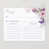 Paarse vlinders vrijgezellenfeest receptenkaarten (Voorkant)