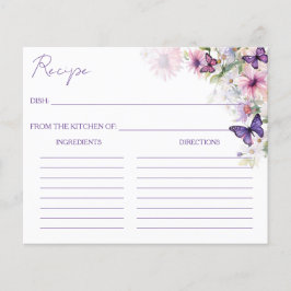 Paarse vlinders vrijgezellenfeest receptenkaarten