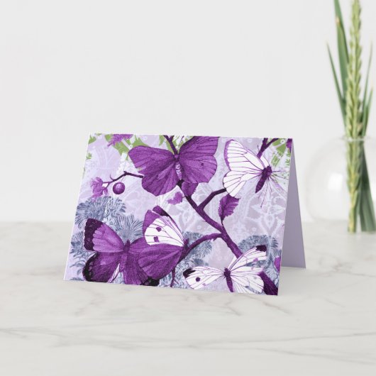 Paarse vlinders Wenskaart Kaart (Voorkant)