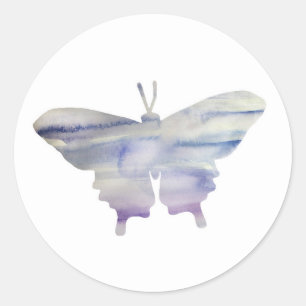 Paarse vlinderschilderende vlinder ronde sticker