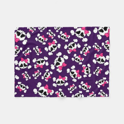 Paarse vlinderskullen en bogen fleece deken (Voorkant (Horizontaal))