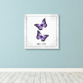 Paarse vlinderstaaflijstafdruk canvas afdruk (Insitu (Houten vloer))