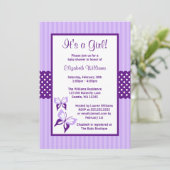 Paarse vlinderstaven en Stippen Baby shower Kaart (Staand voorkant)