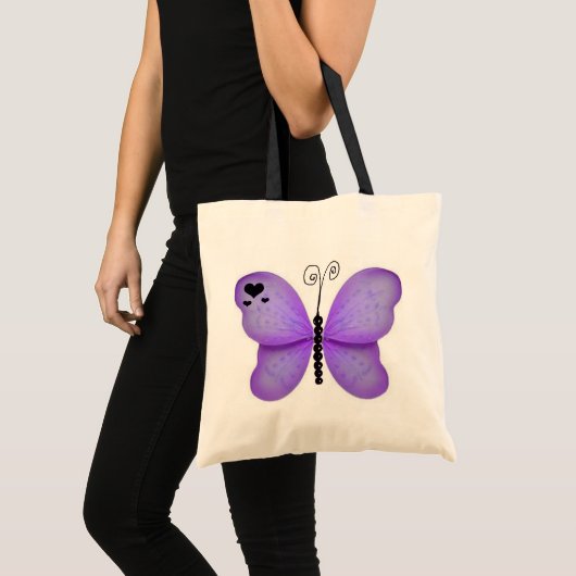 Paarse vlindertas tote bag (Voorkant (product))