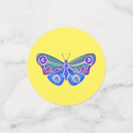 Paarse vlindertekening confetti (Kleine voorkant)