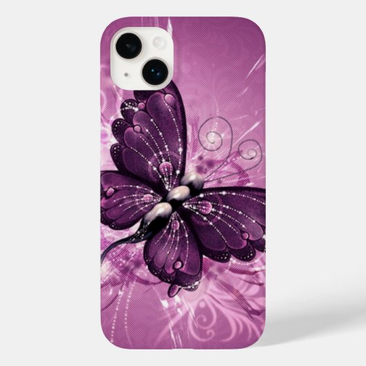 paarse vlindervectorkunst Case-Mate iPhone case (Achterkant)