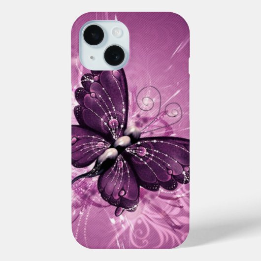 paarse vlindervectorkunst Case-Mate iPhone case (Achterkant)