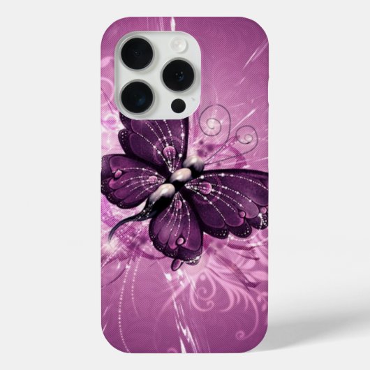 paarse vlindervectorkunst Case-Mate iPhone case (Achterkant)