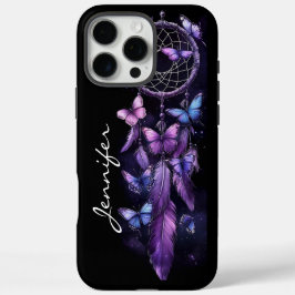 Paarse vlinderveer Dreamcatcher iPhone 16 Pro Max Hoesje