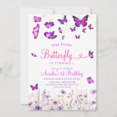 Paarse vlinderverjaardag kaart (Voorkant)