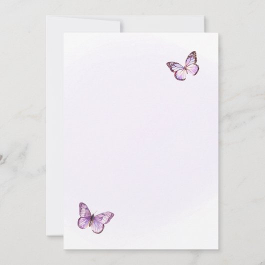 Paarse vlinderverjaardagsfeest nodigen Flutter uit Kaart (Achterkant)