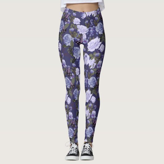 Paarse vlindervlinder Leggings (Voorkant)