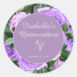 Paarse vlindervlinder Quinceañera Ronde Sticker