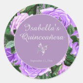 Paarse  vlindervlinder Quinceañera Ronde Sticker (Voorkant)