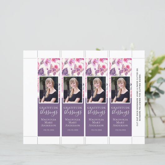 Paarse vlindervlinder Sjabloon Bladwijzer (Staand voorkant)