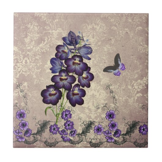  Paarse vlindervlinder Tegeltje (Voorkant)