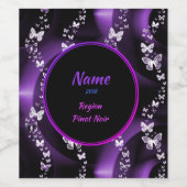 Paarse vlinderzwijn wijn etiket (Enkel label)