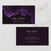paarse vloeibare glitter-visitekaartje visitekaartje (Voorkant / Achterkant)