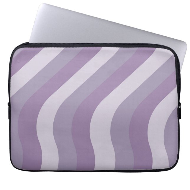 Paarse Vloeibare Swirl Flow Groovy Stripe Y2K Patr Laptop Sleeve (Voorkant)