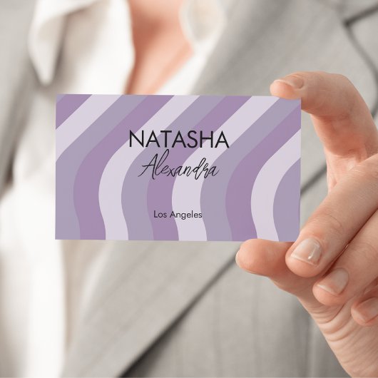 Paarse Vloeibare Swirl Flow Groovy Stripe Y2K Patr Visitekaartje