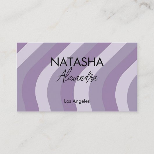 Paarse Vloeibare Swirl Flow Groovy Stripe Y2K Patr Visitekaartje (Voorkant)
