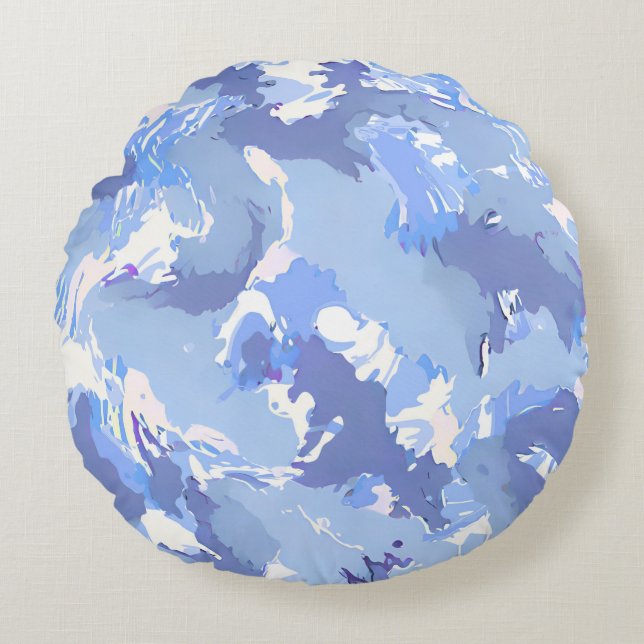 Paarse vloeistof abstract patroon en wit rond kussen (Voorkant)