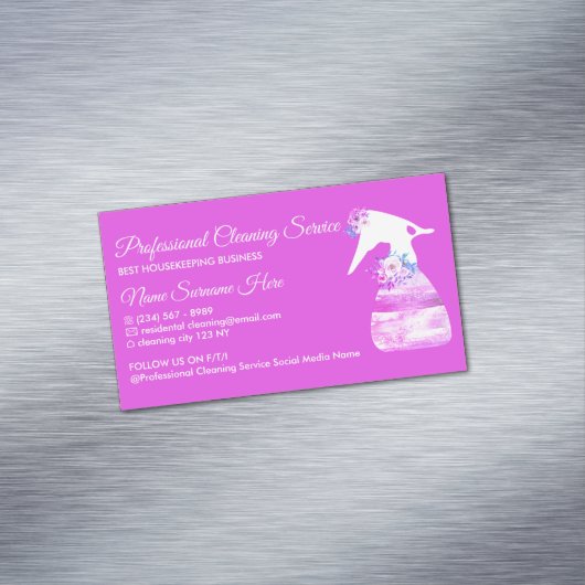 Paarse vloeistofventilator reinigen magnetisch visitekaartje (Voorbeeld)