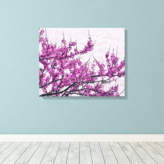 Paarse vloerboomschilderkunst canvas afdruk (Insitu (Houten vloer))