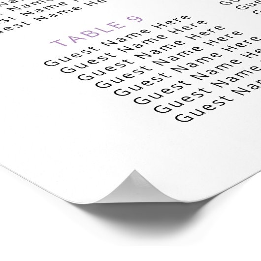 Paarse vloerzittingskaart poster (Hoek)