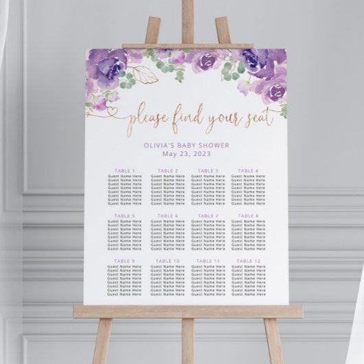 Paarse vloerzittingskaart poster