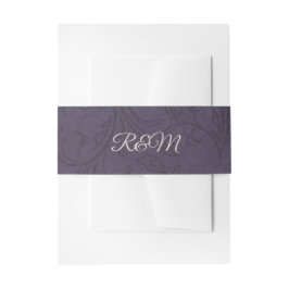 Paarse Vlourish Damask Monogrammed Wedding Uitnodigingen Wikkel