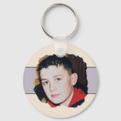 Paarse voeg initiaal bloemenfoto toe sleutelhanger (Achterkant)