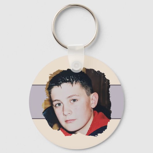 Paarse voeg initiaal bloemenfoto toe sleutelhanger (Achterkant)